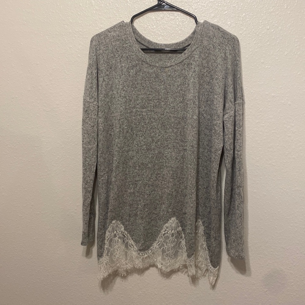 Sweater with lace trim